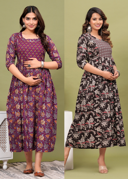 COMBO Women's Maternity Kurti for Feeding Zippers, Pre and Post Pregnancy